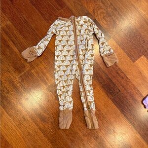 Little Sleepies Brown Footie Pajamas with White Arch Print